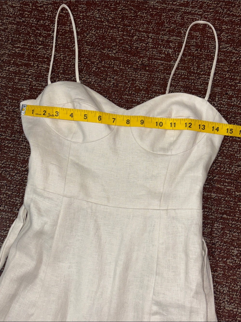 Reformation Jada linen midi dress cream tie waist high slit corset top open back - Picture 15 of 16